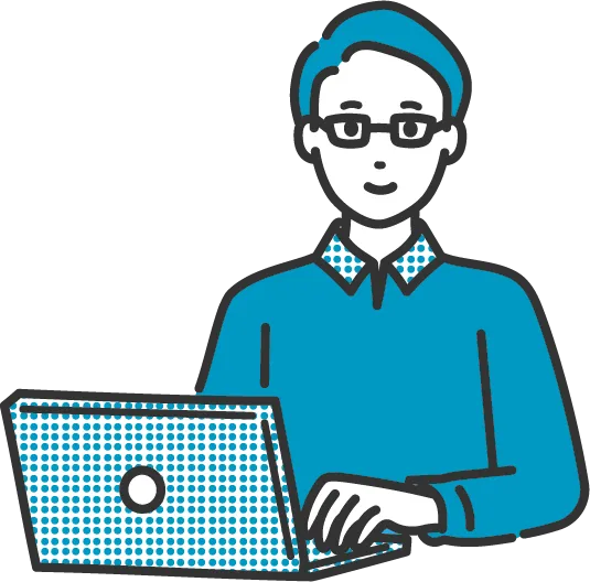 ノートPCを操作する人物のイラスト
